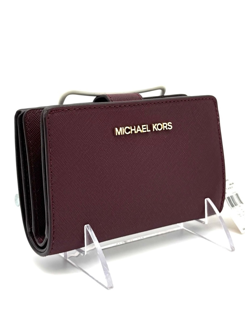 Michael Kors Medium Bifold Zip Chain Wallet Ox Blood - Picture 1 of 6